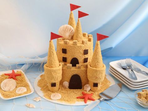 Summer Cake Designs, Sand Castle Cake, Sandcastle Cake, Sand Castle Cakes, Fancy Baking, Creative Treats, Brown Sugar Cakes, Salted Caramel Frosting, Cake In A Cone