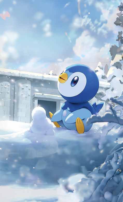 Pokemon Piplup Art, Pokemon Piplup Wallpaper, Piplup Wallpaper Iphone, Winter Pokemon Wallpaper, Pokemon Winter Wallpaper, Empoleon Art, Piplup Art, Piplup Wallpaper, Pokémon Piplup