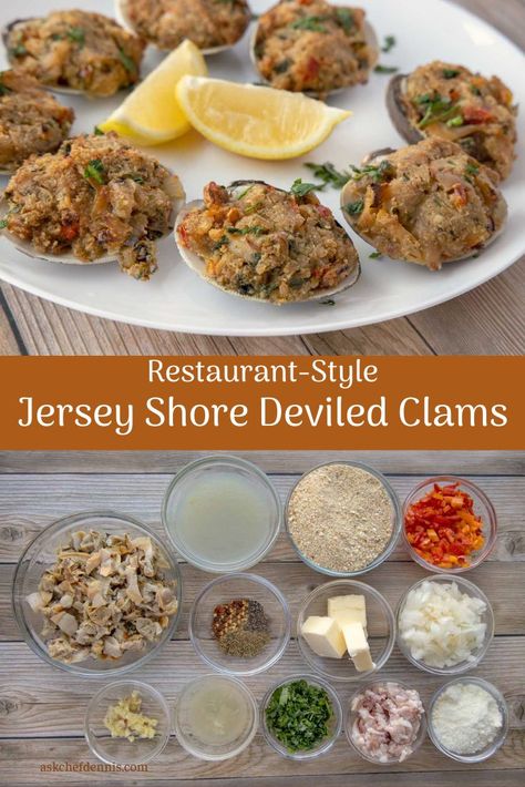 Restaurant Style Jersey Shore Deviled Clams Stuffed Clams Recipe, Baked Clams Recipe, Stuffed Clams, Clams Recipe, Clams Casino, Friends Recipes, Dish Ideas, Best Seafood Recipes, Healthiest Seafood