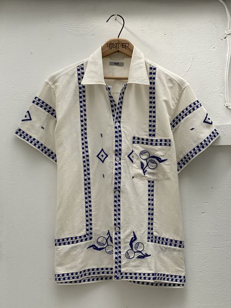 Tablecloth Shirt, Look Festival, Bowling Shirts, Embroidery Fashion, Mens Fashion Casual, Linen Shirt, White Shirt, Clothing Brand, Printed Shirts