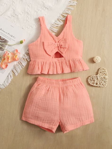 Peplum Tank Top, Rosa Coral, Baby Frock Pattern, African Dresses For Kids, Baby Crop Top, Kids Dress Wear, Kids Dress Patterns, Summer Baby Clothes