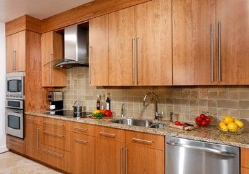 Trim at top so cabinets,   Contemporary Cherry Flat Panel Kitchen asian kitchen Kitchen Cabinets Doors Styles, Flat Kitchen Cabinet Doors, Flat Front Kitchen Cabinets, Flat Kitchen Cabinets, Flat Panel Kitchen Cabinets, Cabinet Door Designs, Kitchen Cabinet Door Styles, Kitchen Cabinets Doors, Kabinet Dapur