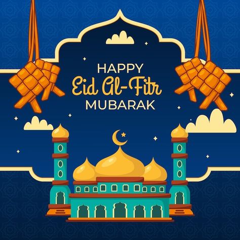 Flat eid al-fitr illustration | Free Vector #Freepik #freevector #islamic #ramadan #celebration #holiday Eid Wishes Quote, Eid Mubarak Illustration, Whatsapp Dp Images Hd, Best Whatsapp Dp, Eid Stickers, Happy Eid Mubarak, Eid Cards, Eid Decoration, Dp Images