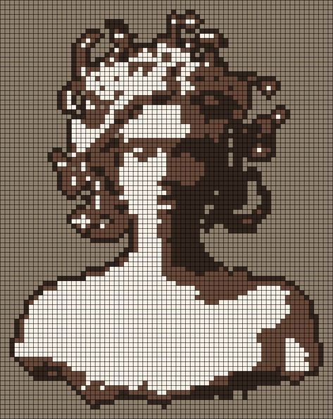 Medusa Alpha Pattern, 3 Color Pixel Art, Arcane Alpha Pattern, Crochet Grid Blanket, Nana Alpha Pattern, Tapestry Grid Patterns, Alpha Patterns Album Cover, Pixel Grid Crochet Pattern, Pixel Crochet Pattern Free