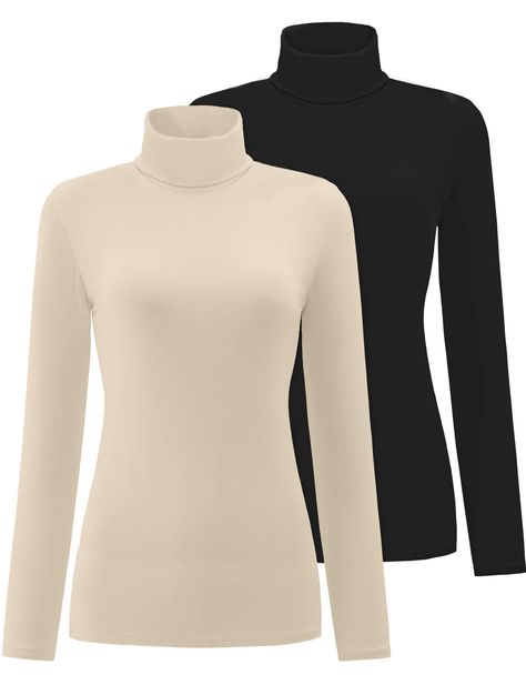 PRICES MAY VARY. 【COMFORTABLE SKIN-FRIENDLY】 Made of polyester and spandex, this long sleeve shirts is breathable and elastic, with a soft fabric that wraps around your skin like a cloud. Our turtleneck is the perfect combination of comfort, style, and versatility. Turtleneck for women clothing made from skin-friendly materials, absorbs sweat and breathes. These womens tops are designed to provide you with the utmost comfort, allowing you to move freely and confidently throughout the day. 【UNIQU Amazon Clothing, Office Meeting, Meeting Friends, Turtleneck Shirt, Casual Night Out, Outfit Making, Long Sleeve Turtleneck, Lightweight Tops, Mock Turtleneck