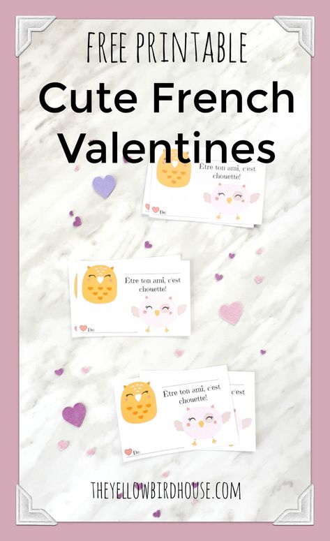 French Valentines Cards For Kids, French Valentines, Free Printable Valentines Cards, February Ideas, Happy Valentine Day Quotes, Owl Valentines, Crafty Mom, Valentines Printables Free, My Funny Valentine