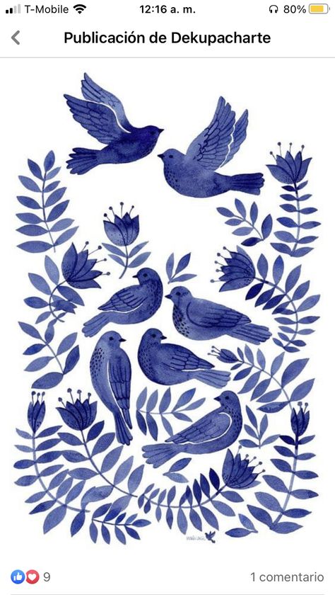 Monochromatic Art, Blue Birds, Delft Blue, Blue Pottery, Bird Illustration, Blue Watercolor, Pottery Painting, Delft, Decoration Design