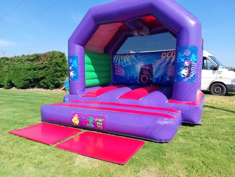 This is our fabulous Disco Bouncy CAstle that plays your music or choice has lights in the roof. #discobouncycastle #childrenspartyideas #partyhirewales #partyhirewales Disco Bouncy Castle, Glitter Ball, Party Hire, Bouncy Castle, Soft Play, Obstacle Course, Played Yourself, The Roof, Your Music