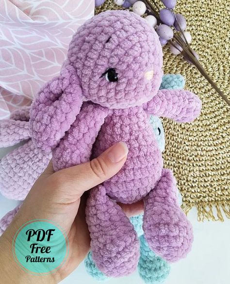 Franky Plush Bunny PDF Crochet Amigurumi Pattern - Amigurumiday Crochet Bunny Patterns, Crochet Rabbit Free Pattern, Bunny Patterns, Easy Crochet Animals, 4mm Crochet Hook, Crochet Bunny Pattern, Crochet Amigurumi Free Patterns, Crochet Amigurumi Free, Easter Crochet