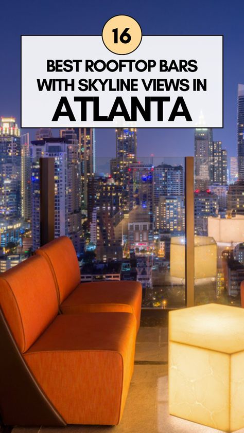 Looking for an elevated experience in Atlanta? Take in the breathtaking skyline views and enjoy a refreshing drink by visiting one of the city's many rooftop bars. We've scoured the city to bring you the best rooftop bars that offer stunning panoramic views, delectable drinks and snacks, and a lively atmosphere that sets the perfect ambiance for a night out. Each rooftop bar offers a unique ambiance that reflects Atlanta's vibrant culture. #Rooftopbars #Skylineviews #Atlanta Atlanta Bars, Rooftop Restaurants, Atlanta Restaurants, Best Rooftop Bars, Rooftop Bars, Rooftop Restaurant, Skyline View, Southern Comfort, Rooftop Bar