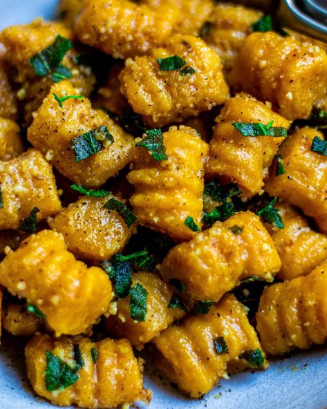 Pumpkin Gnocchi – Happy Skin Kitchen Pumpkin Gnocchi, Healthy Vegan Dinner Recipes, Savory Pumpkin Recipes, Healthy Vegan Dinner, Gnocchi Recipes, Healthier Recipes, Fall Food, Entree Recipes, December 21