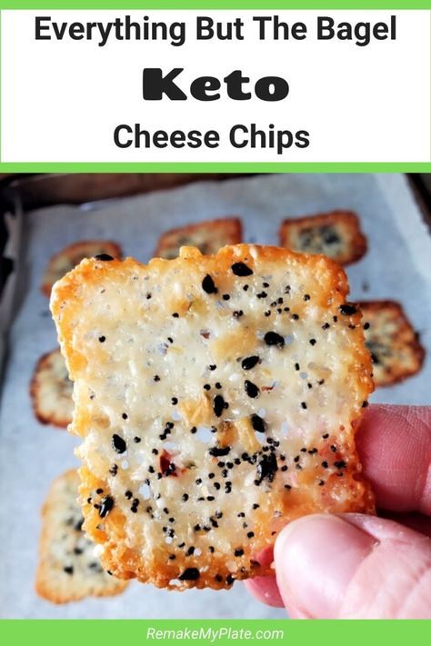 Everything But The Bagel Keto Cheese Chips Recipe (Cheese Crisps) - Remake My Plate Cheese Chips Keto, Cheese Chips Recipe, Keto Everything Bagel, Snack Diet, Keto Everything, Keto Cheese Chips, Keto Chips, Chip Recipe, Keto Snacks Easy