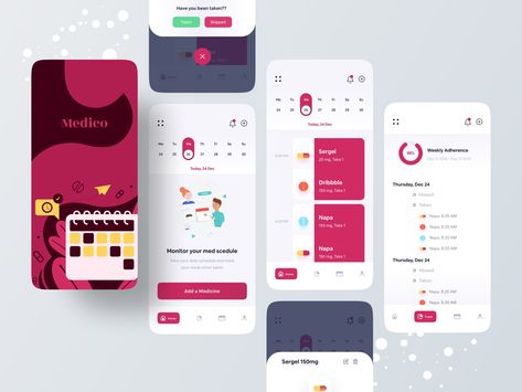 Medicine Reminder App, Medicine Reminder, Reminder App, Flat Web Design, Apps Design, Ui Patterns, Business Website Design, Senior Health, App Design Inspiration