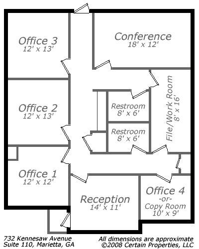 Small Office Layout, Office Building Plans, Office Layout Plan, Chiropractic Office Design, Law Office Design, Simple Floor Plans, Office Floor Plan, Small Office Design, Medical Office Design