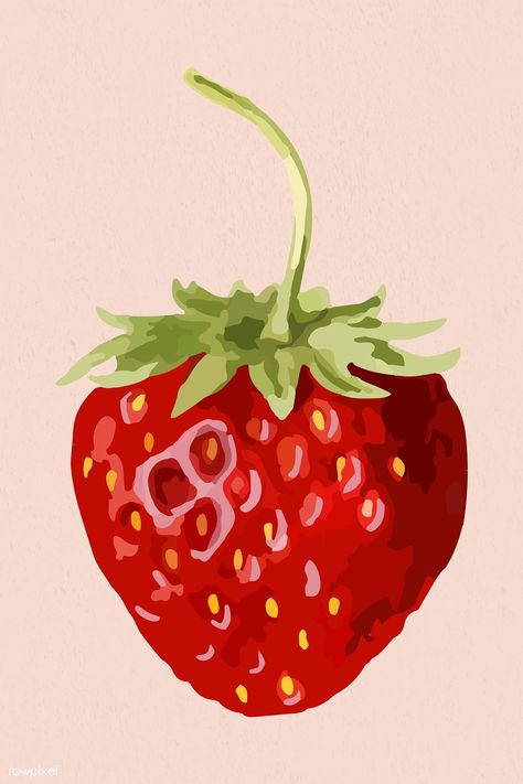 Sticker Overlay, Strawberry Drawing, Strawberry Art, Fruits Drawing, Fruit Illustration, Strawberry Fruit, Fruit Painting, Fruit Art, Pink Background