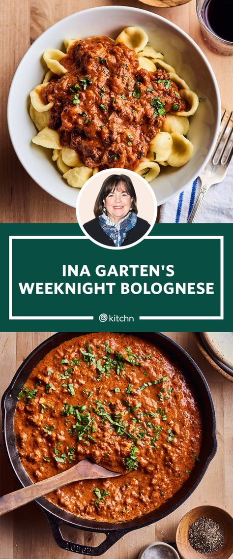 Ina Garten Pasta Recipes, Bolognese Recipe Easy, Weeknight Bolognese, Best Ina Garten Recipes, Bolognese Sauce Recipe, Ina Garten Recipes, Pasta Bolognese, Bolognese Recipe, Pasta Dinner Recipes