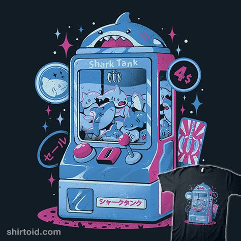 "Shark Tank Arcade" by Edu Ely A claw machine of sharks #arcadegame #clawmachine #eduely #shark #sharks Claw Machine Design, Claw Machine Art, The Wild Robot, Christmas Comics, Art Games, Claw Machine, Video Game Music, Nintendo Pokemon, Pixel Art Games