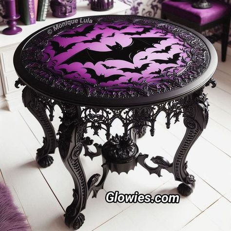 Victorian Gothic Mansion, Black Tables, Skull Furniture, Gothic Homes, Jack Nightmare Before Christmas, Purple Goth, Halloween Furniture, Beetle Juice, Gothic Furniture