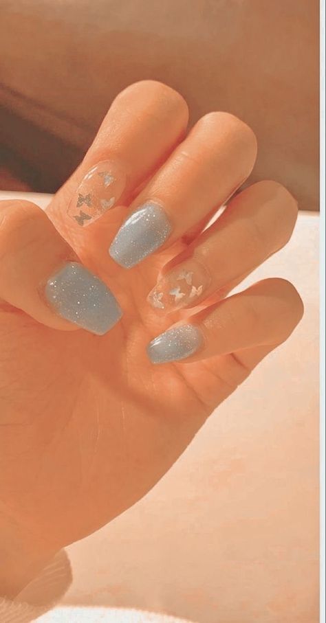 Simple Acrylic Nails, Pretty Gel Nails, Really Cute Nails, Cute Gel Nails, Butterfly Theme, Soft Nails, Acrylic Nails Coffin Short, Kawaii Nails, Short Acrylic Nails Designs