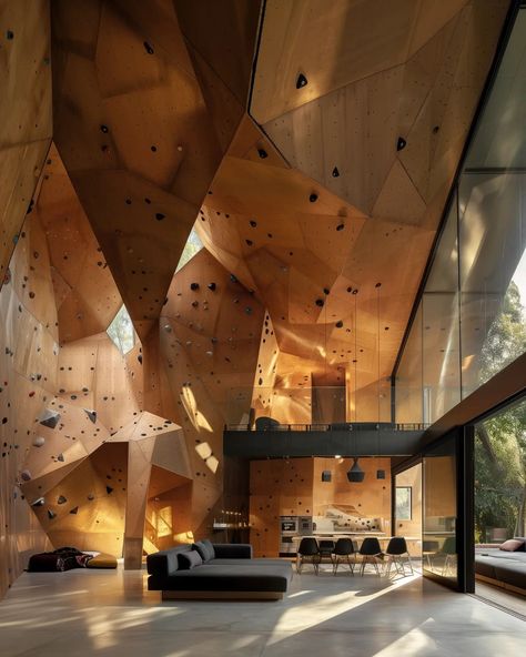 climb house #midjourney #AIarchitect #AIarchitecture #AIdesign #AIart #climb #rockclimbing #climbing #climbing_lovers Coolest Office Spaces, Rock Climbing Gym Design, Climbing Gym Design, Climbing Wall In House, Recreation Architecture, Climbing Wall Design, Outdoor Climbing Wall, Organic Architecture Concept, Brazil Houses