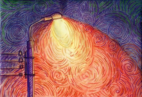 night lantern drawing impressionism Painting Ideas Lantern, Colourful Art Inspiration, Impressionism Colored Pencil, Colourful Illustration Art, Trippy Colored Pencil Art, Trippy Colored Pencil Drawing, Colored Pencil Art Ideas Easy, Color Pencil Background Ideas, Top Lighting Reference