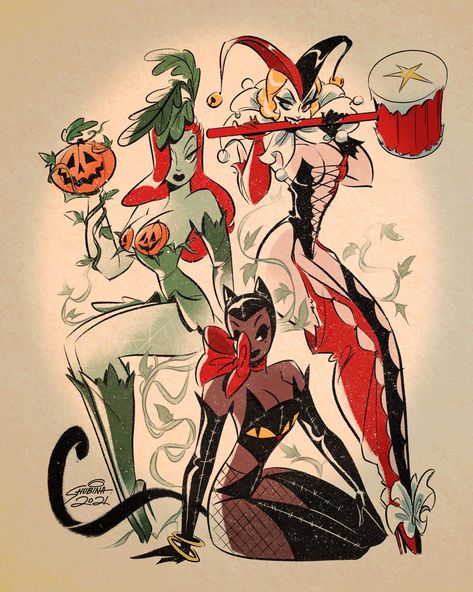 Sveta Shubina on Twitter: "#GothamSirens… " Sveta Shubina, Halloween Pin Up, Autumn Celebration, Pin Up Illustration, Halloween Outfit, Beautiful Sights, Pin Up Art, Vintage Cartoon, Gotham City