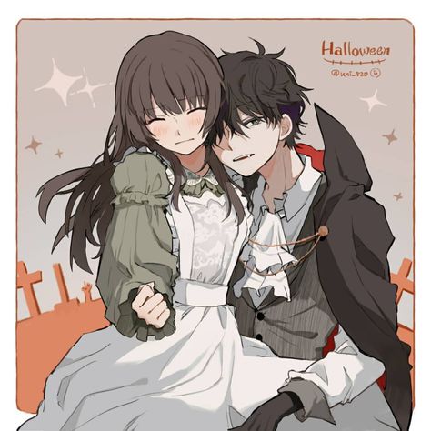 Wotakoi Love Is Hard For Otaku, Halloween Couple, Anime Halloween, Romantic Anime Couples, Character Poses, Cute Anime Profile Pictures, Anime Love Couple, Oct 30, Couple Art