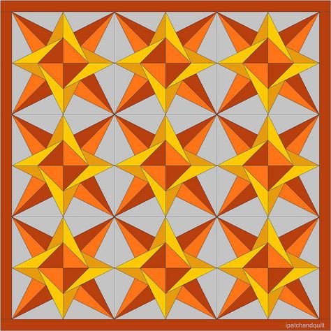 Orange Quilts, Color Wheel Art, Orange Quilt, Graph Paper Drawings, Foundation Paper Piecing Patterns, Star Quilt Blocks, Paper Piecing Patterns, 3d Pattern, Star Quilts