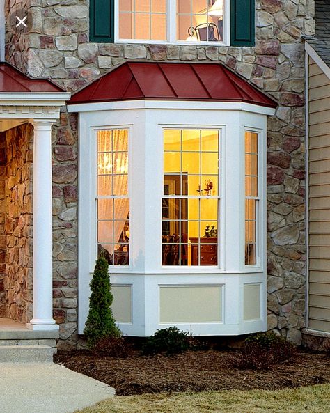 Window Design For Home, Glass Partition Design, Bay Window Decorating Ideas, Bay Window Exterior, Colonial Renovation, Bay Window Benches, Bow Windows, Terrace House Exterior, Bay Bow Windows