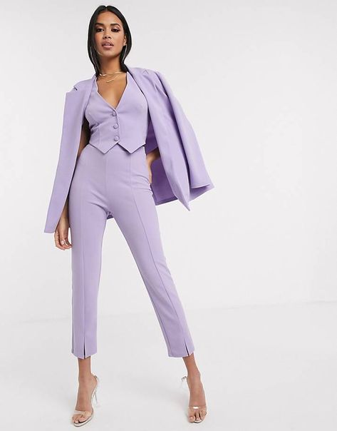 ASOS - ASOS Clothing - Women's Clothing - Women's Accessories - ASOS.com Outfit Semi Formal, Slim Fit Suit Pants, Design Jersey, Purple Outfits, Woman Suit Fashion, Pantsuits For Women, Slim Fit Suit, Mode Inspo, Suit Pants