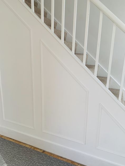 Paneling Under Stairs, Under The Stairs Panelling, Under Stair Panelling, Wainscoting Under Stairs, Under Stairs Storage Panelling, Panelling Under Stairs, Picture Frame Molding Stairway, Under Stairs Panelling, Understairs Panelling