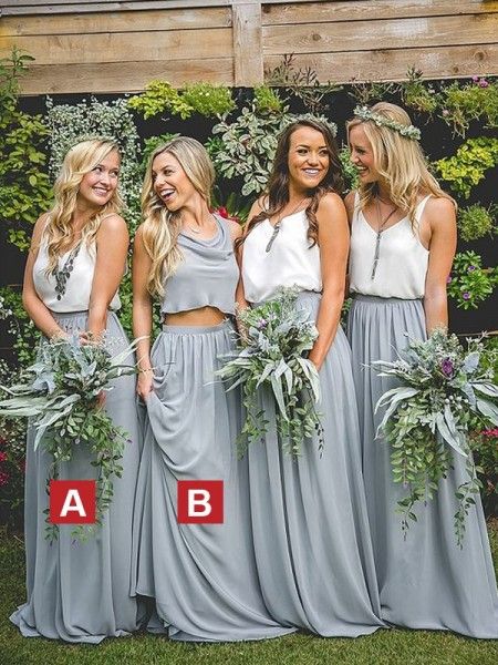 Bridesmaid Dresses 2020, Buy Cheap Bridesmaid Dresses For Wedding - Hebeos Two Piece Bridesmaid Dresses, Grey Bridesmaids, Sleeveless Bridesmaid Dresses, Mismatched Bridesmaid Dresses, Grey Bridesmaid Dresses, Cheap Bridesmaid, Chiffon Bridesmaid Dresses, Cheap Bridesmaid Dresses, Long Bridesmaid Dress