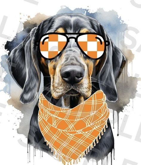 Bluetick Coonhound Art, Tennessee Sublimation Designs, Tennessee Football Wallpaper, Christmas Shopping Shirts, Tn Vols Football, Univ Of Tennessee, Tennessee Crafts, Football Paintings, Tn Football