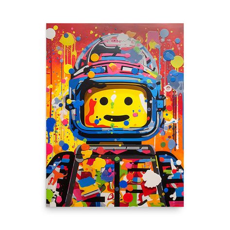 "Colornaut" LEGO® Inspired Artwork Space Man Art, Lego Painting, Robot Painting, Space Man, Lego Man, Colorful Space, Man Art, Custom Metal Signs, Outdoor Art