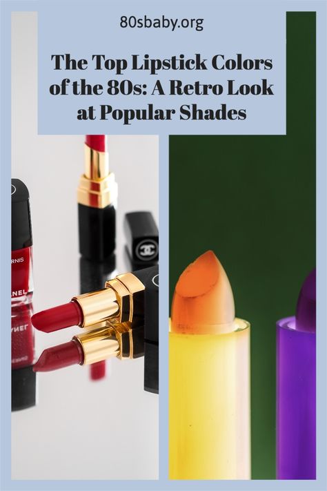 Welcome to a retro look at the top lipstick colors from the 80s! These shades were popular back in the day, and they're still just as stunning today. Get inspired by these classic hues and add some glamour to your makeup routine. Thanks for following along! 80s Lipstick Colors, 1980s Lipstick, 80s Advertisements, 80s Lipstick, 80s Makeup Looks, 80’s Makeup, 1980s Makeup, 2024 Party, Magic Lipstick