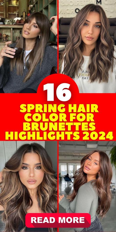 Spring hair color for brunettes highlights 2024 also introduces ideas for incorporating low lights caramel into dark hair. This technique adds subtle, rich caramel tones, creating a sophisticated and elegant look ideal for those who prefer a more understated style. 2024 Hair Color Trends For Women Brunette Spring, Spring Hair Color Trends 2024 Brunette, Spring Brunette Hair Color, Spring Hair Colors For Brunettes, Spring Hair Color For Brunettes, Highlights 2024, For Brunettes Highlights, Short Hairstyles Over 50, Two Toned Hair