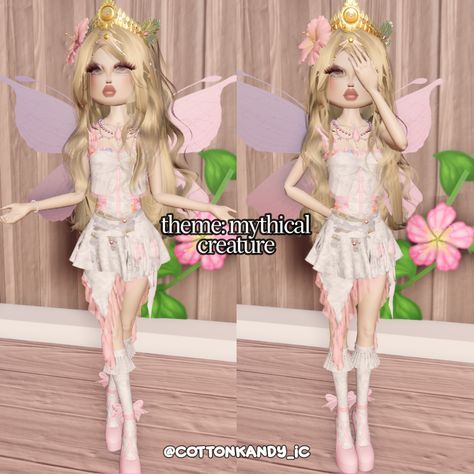 dress to impress theme mythical creature outfit inspo no vip Vip Fits Dress To Impress, Dti Mythical Creatures Theme No Vip, Dress To Impress Theme Fantasy Outfit, Dti Mythical Outfit, Dress To Impress Theme Mythical Creature, Mythical Creatures Outfits, Mystic Dress To Impress No Vip, Dress To Impress Me Right Now Theme, Mythical Creatures Dti Outfit