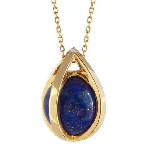 Krystallos Ovum Amulet Pendant in Lapis Lazuli with Yellow Gold & White Topaz, $5,520 Gold Diamond Watches, Tiaras Jewellery, Lapis Lazuli Jewelry, Trending Jewelry, Gems Bracelet, Pretty Pendant, Crystals Jewelry, Gold Flecks, Fantasy Jewelry