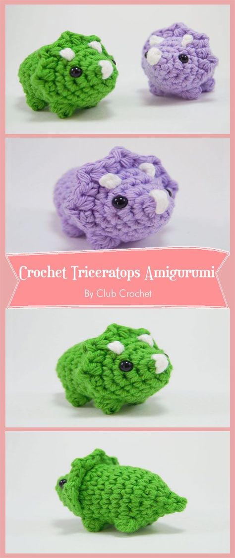 Otter Amigurumi, Easy Crochet Patterns Free Beginners, Crochet Dinosaur Pattern Free, Crochet Triceratops, Club Crochet, Crochet Dinosaur Patterns, Crochet Toys Free Patterns, Animal Amigurumi, Free Crochet Doily Patterns