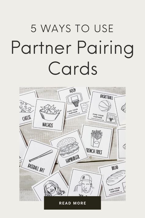 There are many ways to use partner pairing cards in your classroom. This classroom management tool can be used to make seating plans, support vocabulary for English Language Learners, play icebreaker games, and more! Whether you’re playing a simple “find your partner” icebreaker or facilitating something more complex, partner cards can boost engagement and promote meaningful student interactions. In this blog post, I’ll show you the different ways that you can use partner pairing cards! Icebreaker Games, Cooperative Learning Activities, Partner Cards, Peer Learning, Vocabulary Flash Cards, Fun Icebreakers, Partner Games, Seating Plans, Problem Solving Strategies