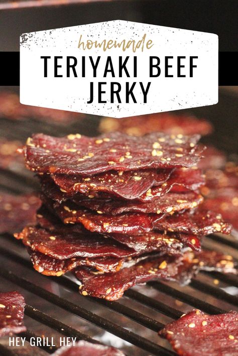 Sweet Beef Jerky Recipe, Homemade Teriyaki Beef Jerky, Beef Jerky Recipe Dehydrator, Jerky Recipes Dehydrator, Deer Jerky Recipe, Jerkey Recipes, Making Beef Jerky, Smoked Beef Jerky, Beef Jerky Recipe