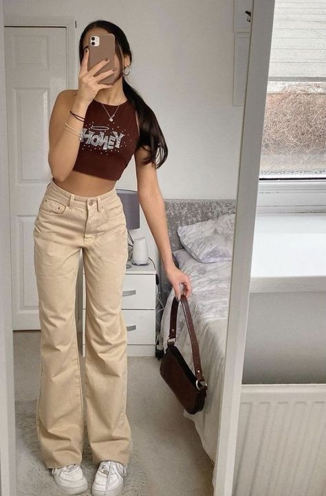 null # amreading # books # wattpad Brown Pants Outfit, Beige Outfit, Brown Outfit, Causual Outfits, Swaggy Outfits, Mode Inspo, Teenage Fashion Outfits, Instagram Foto, Teen Fashion Outfits