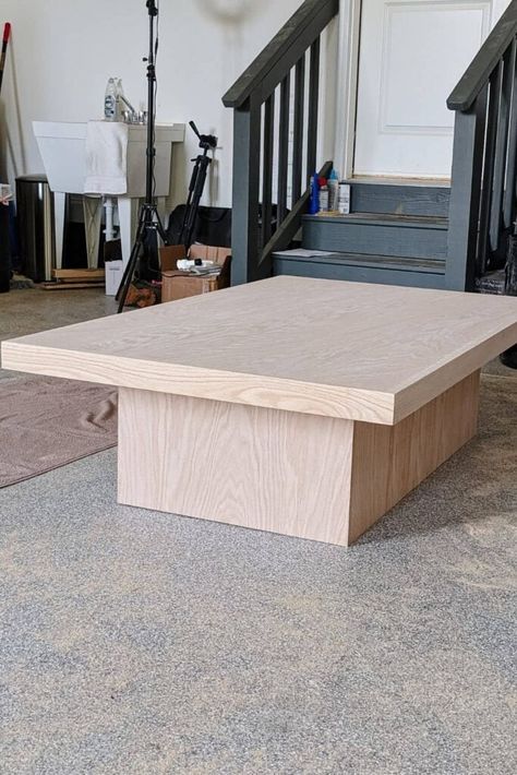 Diy Large Coffee Table With Storage, Raised Coffee Table, Building Tables Diy, Diy Wood Coffee Table Modern, Diy Square Wood Coffee Table, Coffee Table Diy Décor, Homemade Living Room Table, Diy Coffee Table Square, Butcher Block Coffee Table Diy