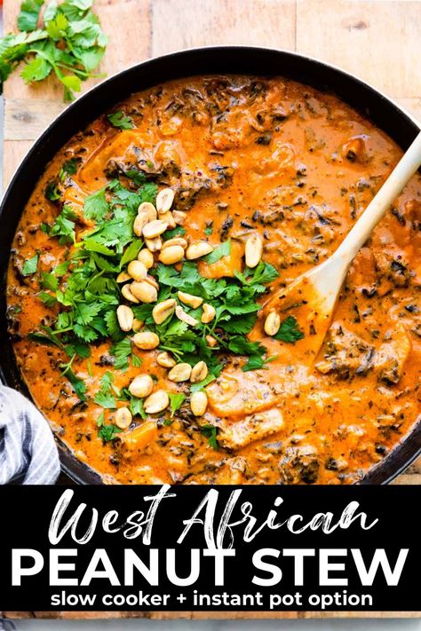 West African Peanut Stew, Dairy Free Meal, African Peanut Soup, African Peanut Stew, Vegetarian Stew, Peanut Stew, African Cooking, Doner Kebab, Vegetarian Crockpot