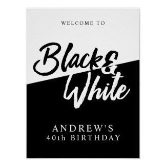 Chic Black and White Party Poster Black And White Theme Party, Black And White Party Theme, Black And White Themed Party, Country Chic Baby Shower, Party Motto, White Theme Party, Black And White Party Decorations, Hollywood Birthday Parties, White Party Theme