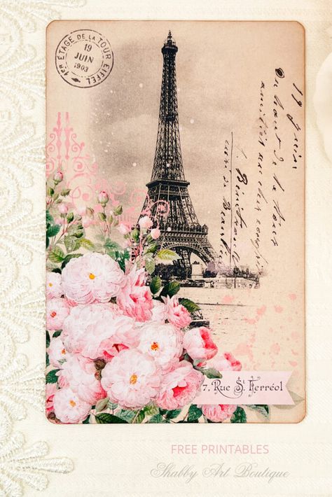 French Ephemera Printables, Vintage Postcards Printable Free, Free Paris Printables, French Boutique Aesthetic, Aesthetic Postcard Printable, Free Shabby Chic Printables, Paris Brochure, Vintage Postcards Printable, Vintage French Postcards