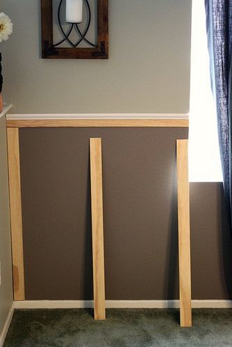 board & batten style molding, under existing chair rail #ChairRail Dining Room Moulding, Chair Rail Paint Ideas, Dining Room Chair Rail, Wainscoting Hallway, Dining Room Wainscoting, Board Batten, Diy Wainscoting, Dining Room Windows, Dining Room Paint