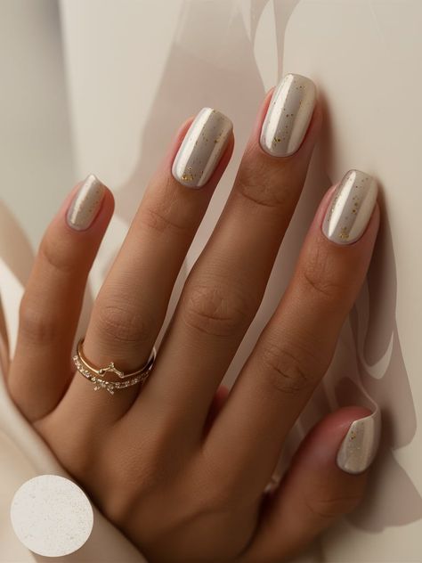 28 Nude Chrome Nails Ideas: Stylish Inspiration for Every Occasion Gold Nails With Chrome, White Tip Nails With Chrome, Champagne And White Nails, White Nail With Chrome, White Nails Gold Chrome, Chrome Nails 2024 Trends, Chrome Dip Nails Ideas, Best Chrome Nail Colors, Light Gray Chrome Nails