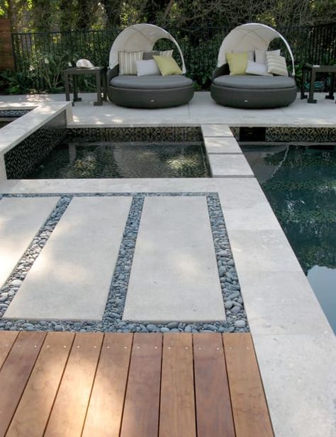 55 Pebble Walkways and Patio Ideas, Beautiful Yard Landscaping with Stones Pebble Landscaping, Lake Landscaping, Pebble Garden, Backyard Ideas For Small Yards, Tranquil Retreat, Backyard Pool Landscaping, Beautiful Yards, Modern Landscape, Backyard Porch