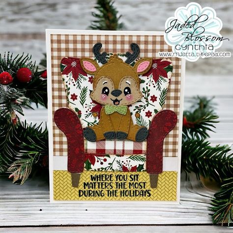 Jaded Blossom: Where You Sit Matters Most During the Holidays Friends Ghost, Gnome Dies, Jaded Blossom, Sunflower Cards, Reindeer Face, Blossom Garden, Gnome Gift, Christmas Crafting, Have A Great Weekend